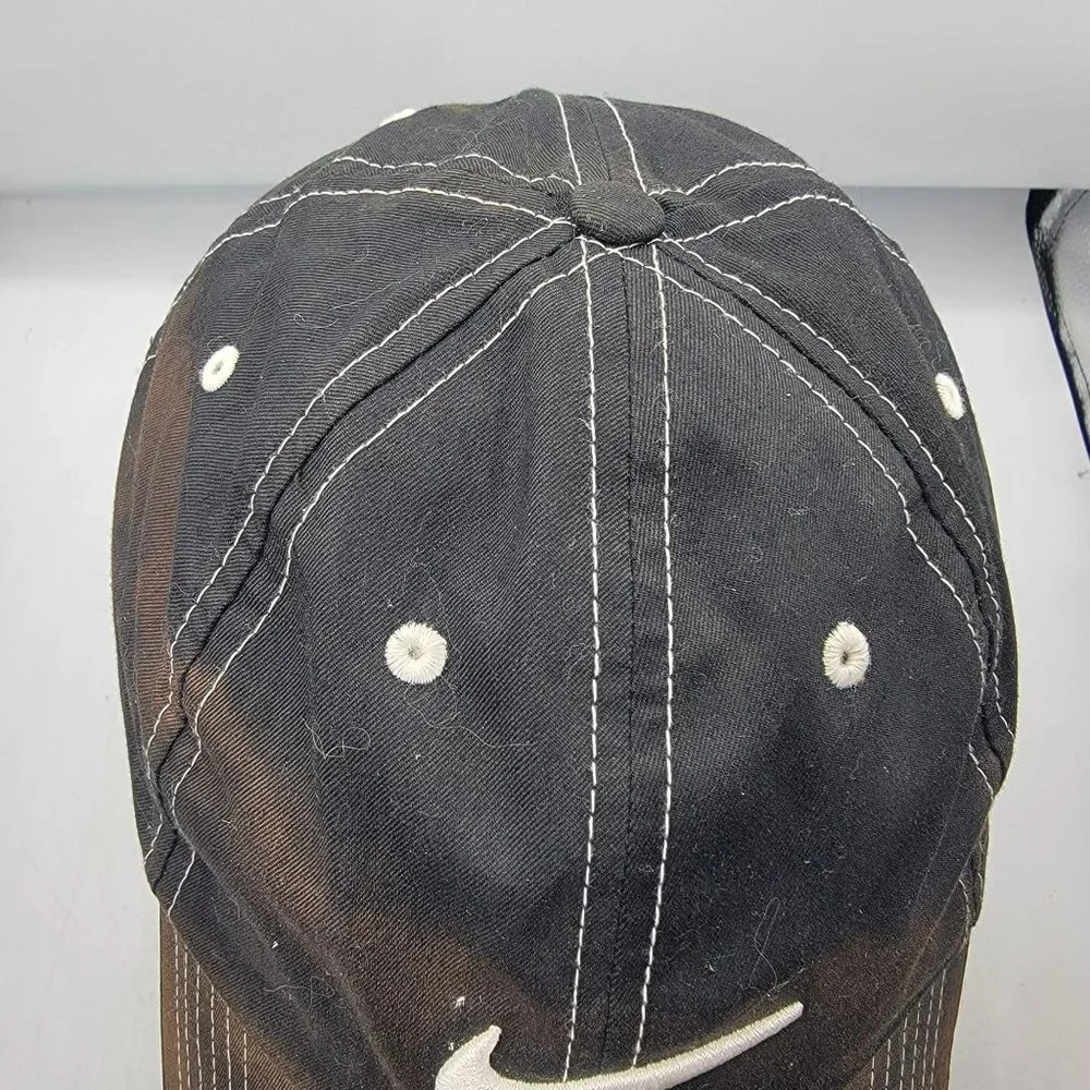 Nike Golf Hat Cap Distressed Black White Embroidered Adult Golfer Golfing